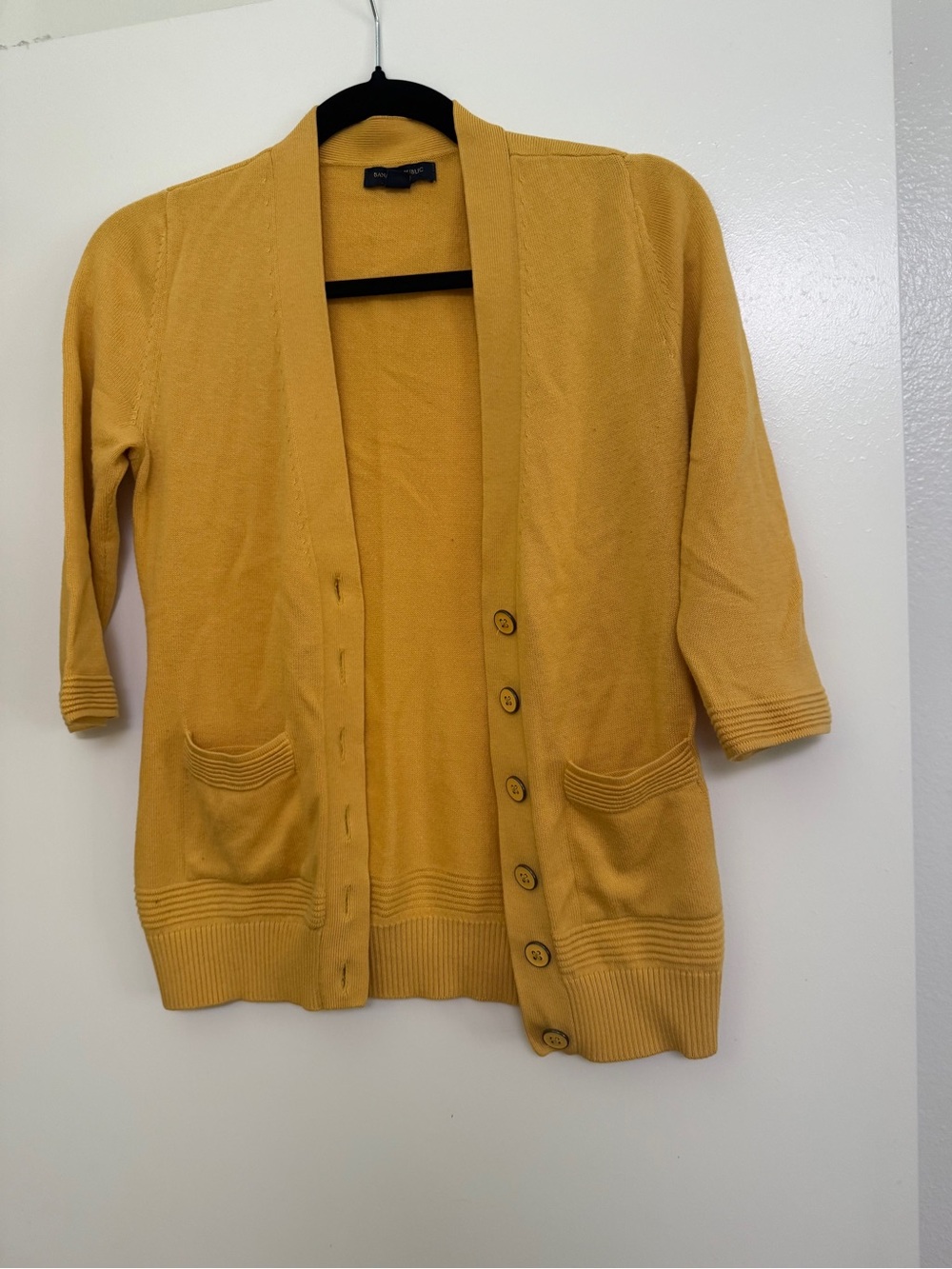 Banana Republic Mustard Open-Front Cardigan with Pockets